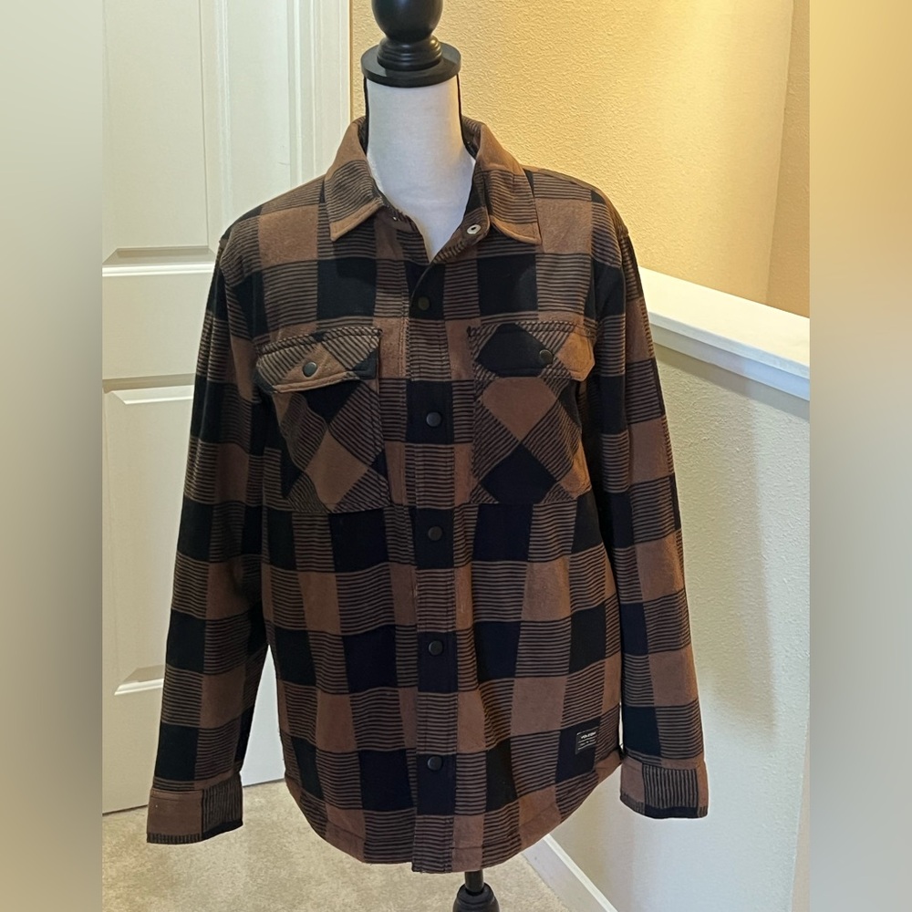 Volcom Brown and Black Plaid Shirt Jacket